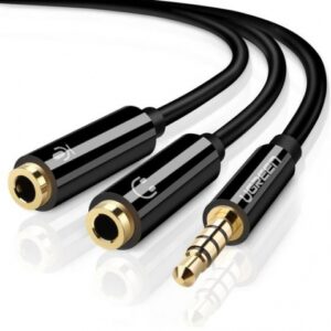 Cabo Adaptador Auxiliar P2 Stereo para Microfone+Fone Separados Preto