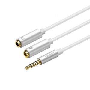 Cabo Adaptador Auxiliar P2 stereo para Microfone+Fone Separados Branco UGREEN