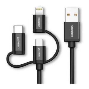 Adaptador USB-A para Micro USB + USB-C + Lightning Apple 1 metro UGREEN