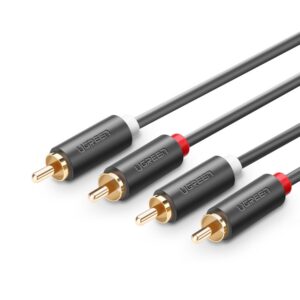 Cabo Áudio Stereo Blindado 2 RCA para 2 RCA 5 Metro UGREEN